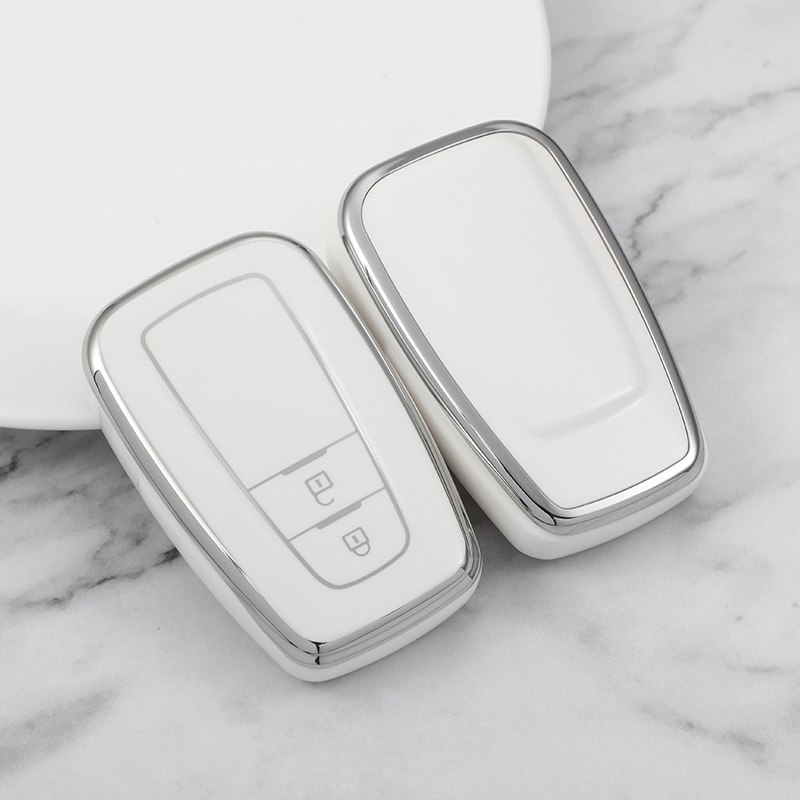 トヨタ スマートキーケース TPU キーカバー ホワイト×シルバー 2ボタン RAV4拍卖