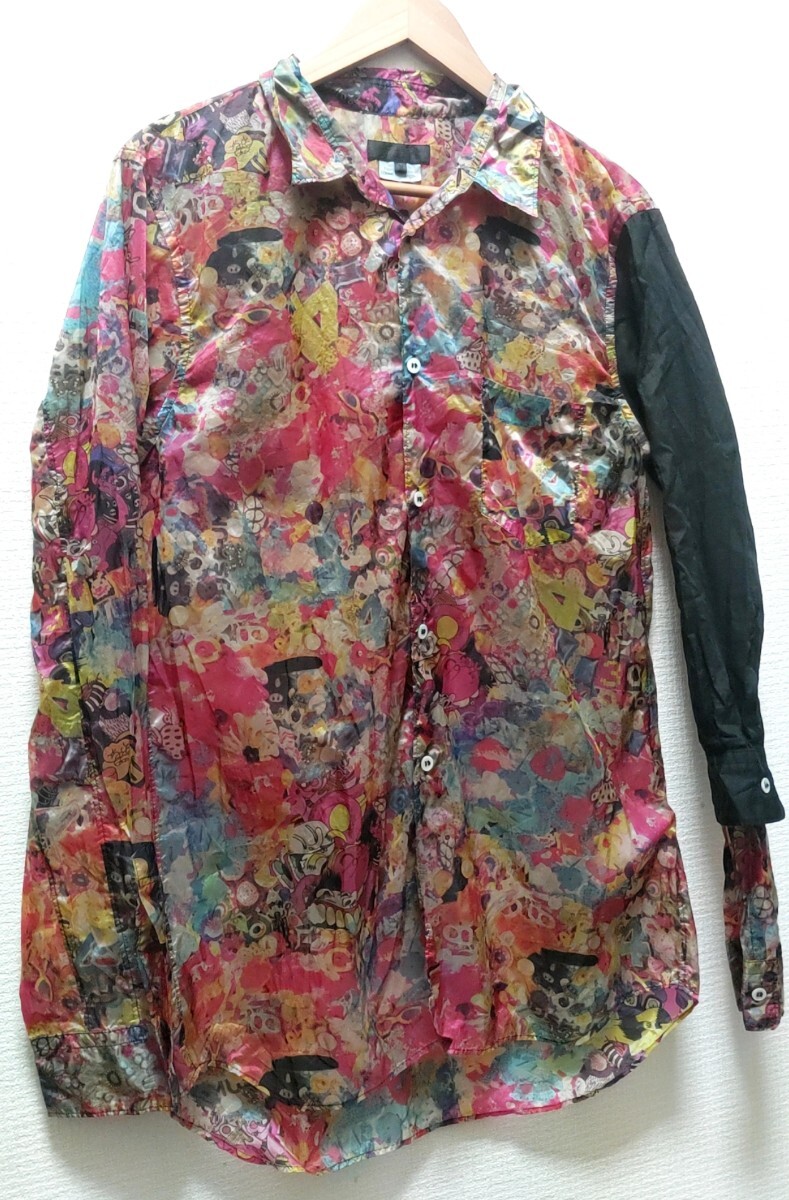 COMME des GARCONS HOMME PLUS 14SS/ナイロン総柄シャツ PM-B043 長袖 ナイロン ピンク Mサイズ拍卖