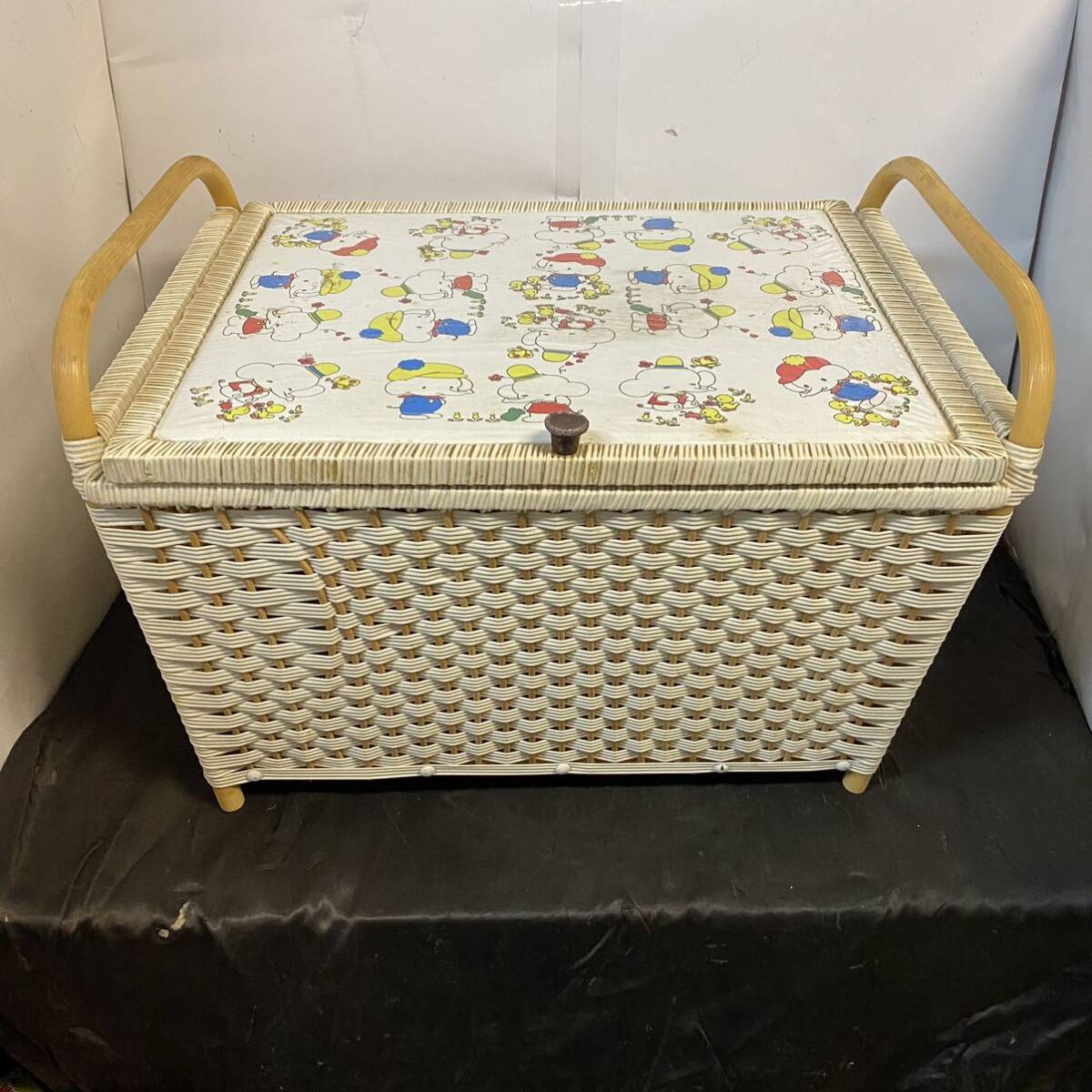 当時物 収納ボックス インテリア 編み籠 バスケット 網かご 昭和レトロ アンティーク拍卖