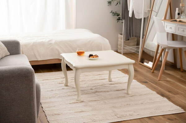 【猫脚コタツ 正方形】 こたつ 石英管ヒーター テーブル 猫脚 おしゃれ ガーリー スイッチ シンプル オールシーズン 木製 天然木拍卖