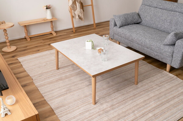 【フラットヒーターコタツ】 こたつ フラットヒーターこたつ テーブル センターテーブル 北欧 おしゃれ 大理石調 木製 天然木拍卖