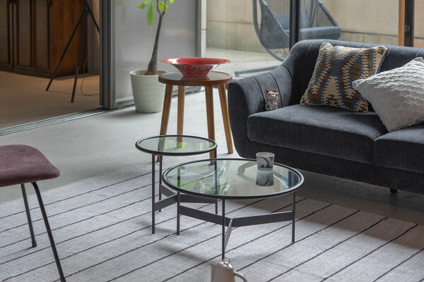 【ラウンドガラステーブルL】 テーブル ガラステーブル ラウンドテーブル ガラス ローテーブル センターテーブル アイアイン 室内拍卖