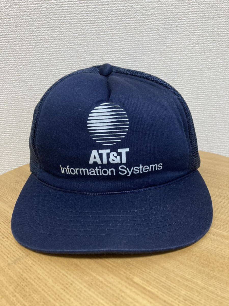 80's90's USAヴィンテージ トラッカーキャップ LONDON CAP AT&T 企業キャップ メッシュキャップ 紺 Korea製 YOUNG AN拍卖