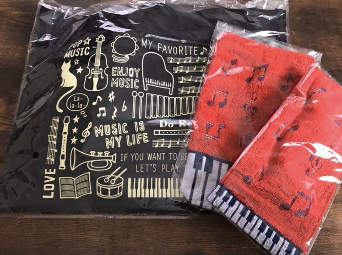 音符 レッスンバッグ ペットボトルカバー ミニタオル 3点セット拍卖