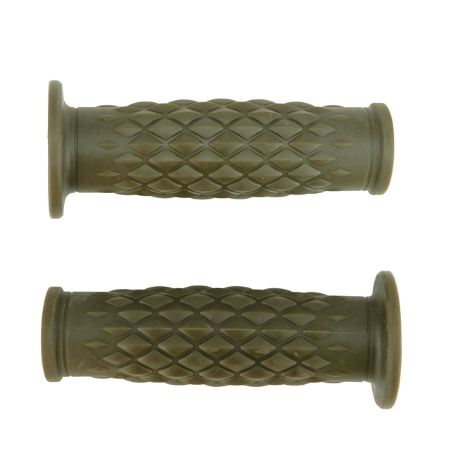 ハンドルグリップ ダイヤ柄 旧車 クラシック タル型 22.2mm ミリタリーグリーン バイク カスタム ラバーグリップ ビンテージ 樽型 ホンダ拍卖