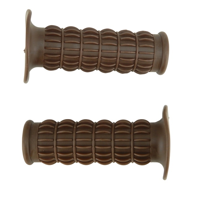 ハンドルグリップ 旧車 クラシック 22.2mm ダークブラウン バイク カスタム レトロ ラバーグリップ ビンテージ 貫通 ホンダ拍卖