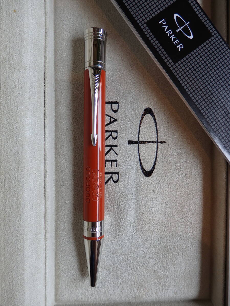 ◆【送料日本全国410円】【ほぼ未使用】パーカー デュオフォールド ビッグレッド ツイスト式ボールペンST拍卖