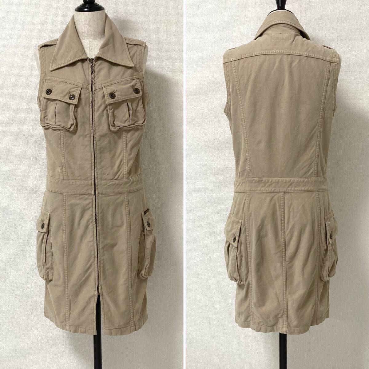 90s 00s HYSTERIC GLAMOUR カーゴ ポケット ミニ ワンピース ベージュ ヒステリックグラマー オールインワン VINTAGE archive 4080498拍卖