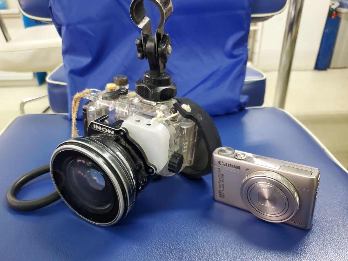 Canon キャノンPowerShotパワーショットS120&純正ウォータープルーフケース&INONマウントベース&INONワイドコンバージョンレンズH100 28LD拍卖