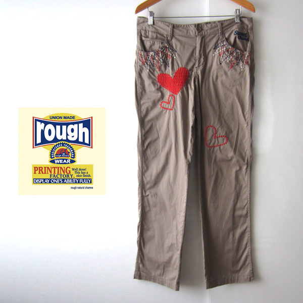 美品 rough/ラフ★ ハート刺繍の付いた薄手チノ パンツ拍卖