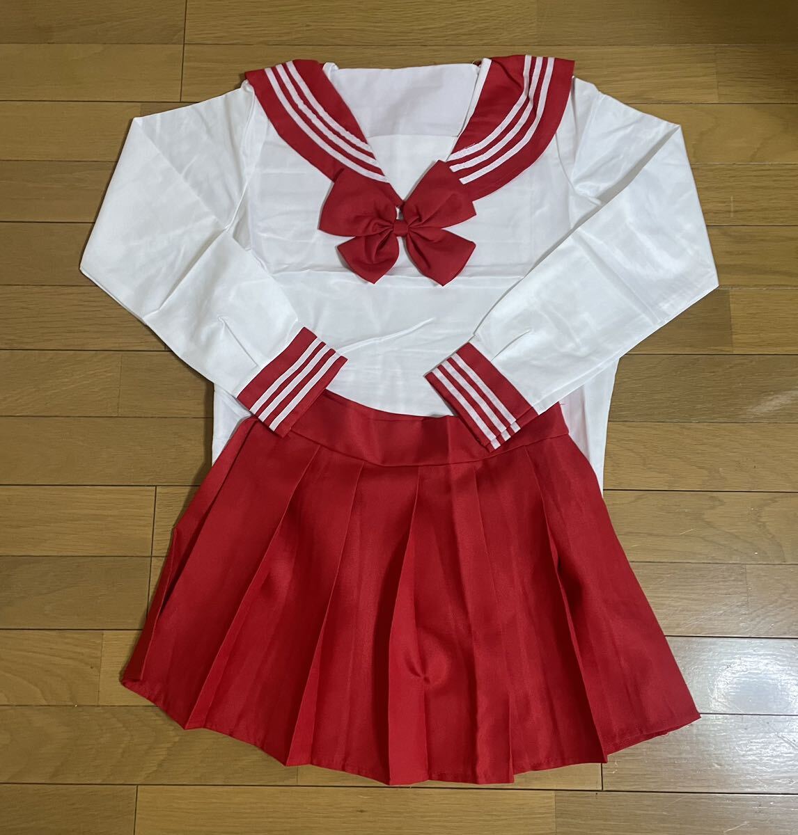 セーラー服 長袖 レッド 制服 学生服 新品 レディースファッション ハローウィン コスプレ衣装 変身拍卖