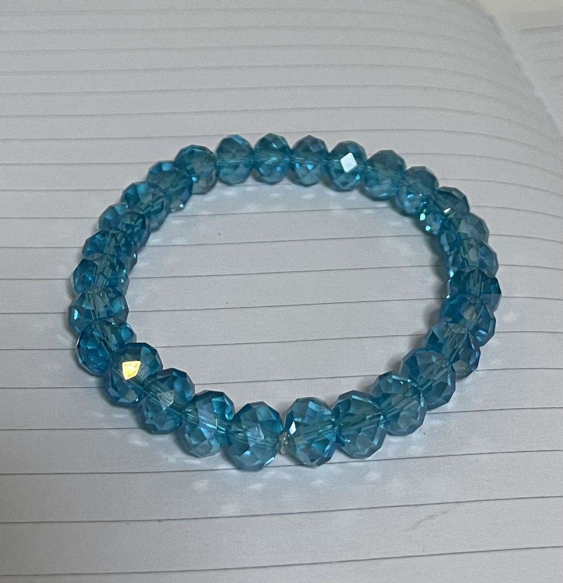 クリスタルブレスレット カット水晶 アクセサリー 天然石 小物 パワーストーン 魔除 お守 開運 幸運 ラッキー ブルー拍卖