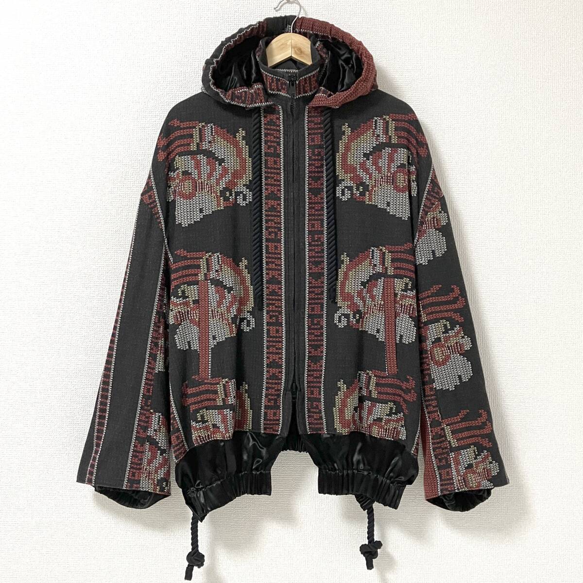 TAKESHI KOSAKA by Y's Pink Label ジャガード 総柄 裾 サテン 異素材 切替 ブルゾン ジップパーカー タケシコウサカ archive 4080268拍卖