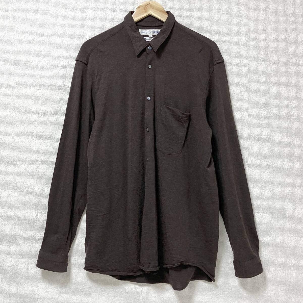 90s COMME des GARCONS SHIRT ウール ニット 長袖 シャツ ブラウン 茶 Lサイズ コムデギャルソンシャツ VINTAGE archive 4080572拍卖
