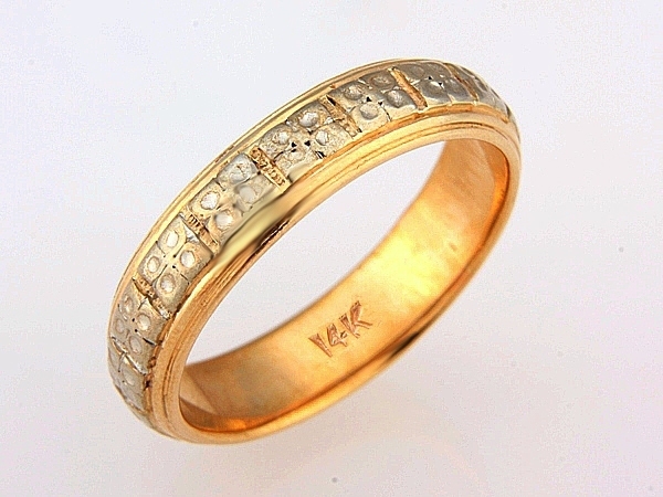 ★☆見て!14KYG/WG金ゴールド花模様リング指輪15号!MJ-949拍卖