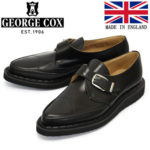 GEORGE COX (ジョージコックス) STRUMMER MONK 4200 ラバーソール レザーシューズ 040 BLACK UK8.5-約27.5cm拍卖