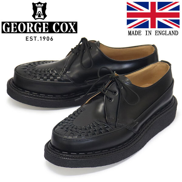 GEORGE COX (ジョージコックス) EYELET SKIPTON 15473 IV ラバーソール レザーシューズ 040 BLACK UK6-約25.0cm拍卖