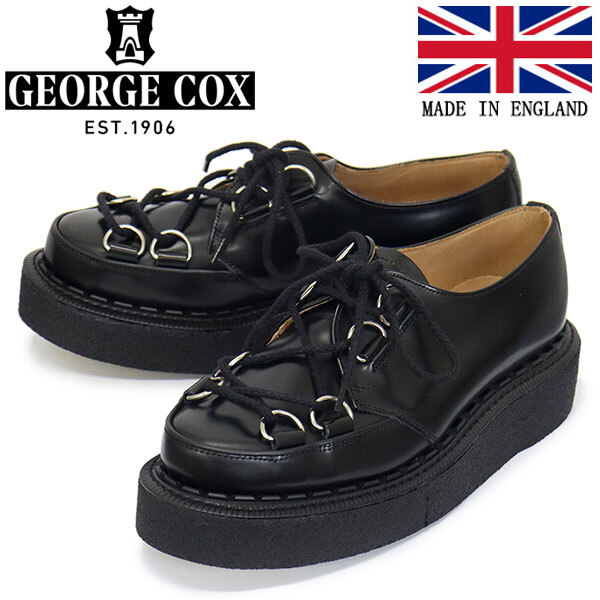 GEORGE COX (ジョージコックス) TIE-DOWN SKIPTON 15476 VI ラバーソール レザーシューズ 040 BLACK UK8-約27.0cm拍卖