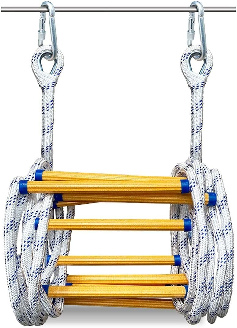 ロープラダー エスケープ 縄はしご 縄梯子 滑り止め災害用 避難用 緊急対応に 難燃材 壁面作業の足場にも活躍 耐荷重420kg 大人や子供用18m拍卖