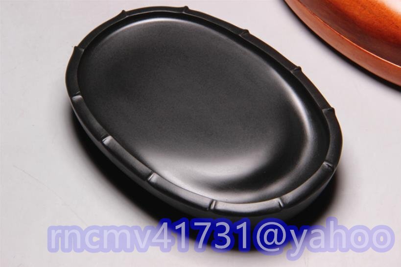 「81SHOP」 硯 無形文化遺産 歙硯 老坑 黒竜尾《節節高升》老坑 純手作り 佳品 原石 天然 收藏 書道原石絵画 文房四寶拍卖