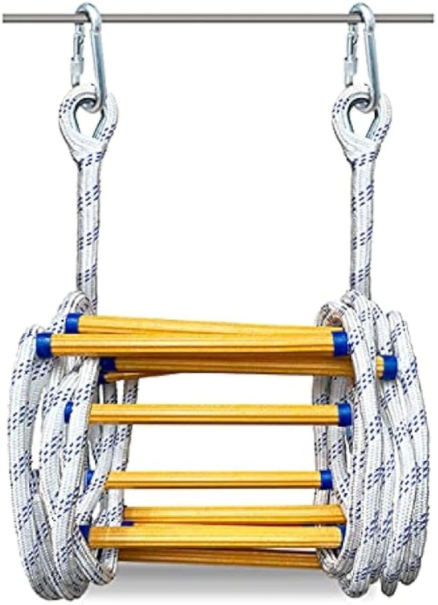 ロープラダー エスケープ 縄はしご 縄梯子 滑り止め災害用 避難用 緊急対応に 難燃材 壁面作業の足場にも活躍 耐荷重420kg 大人や子供用 5m拍卖