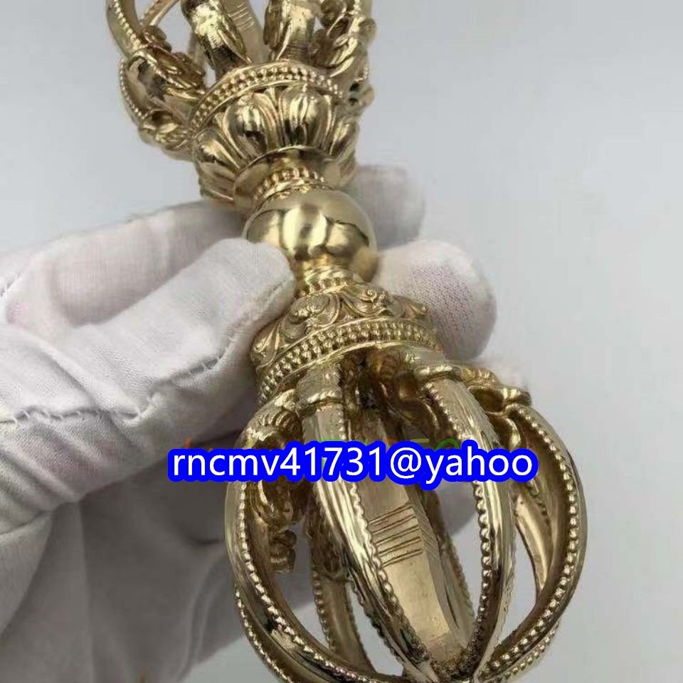 「81SHOP」 「密教法具 寺院仏具」真言宗 九鈷杵 仏具 銅製 磨き仕上げ 長さ17cm拍卖