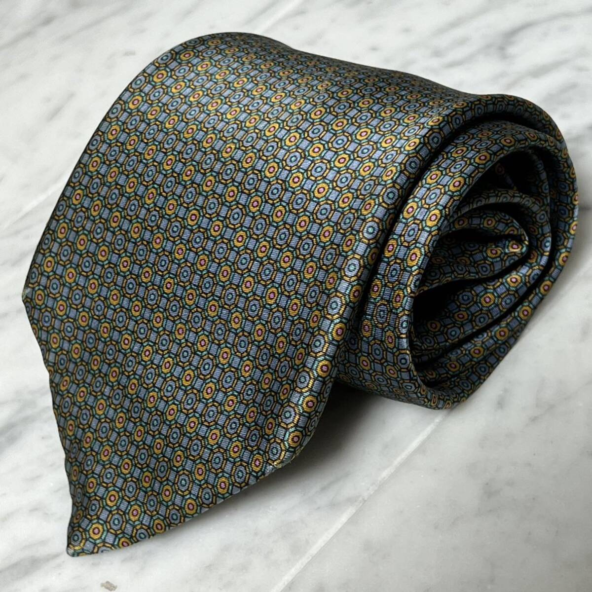 770円~ LANVIN ネクタイ 幾何学模様 ドット柄 グレー系 (GB4)拍卖