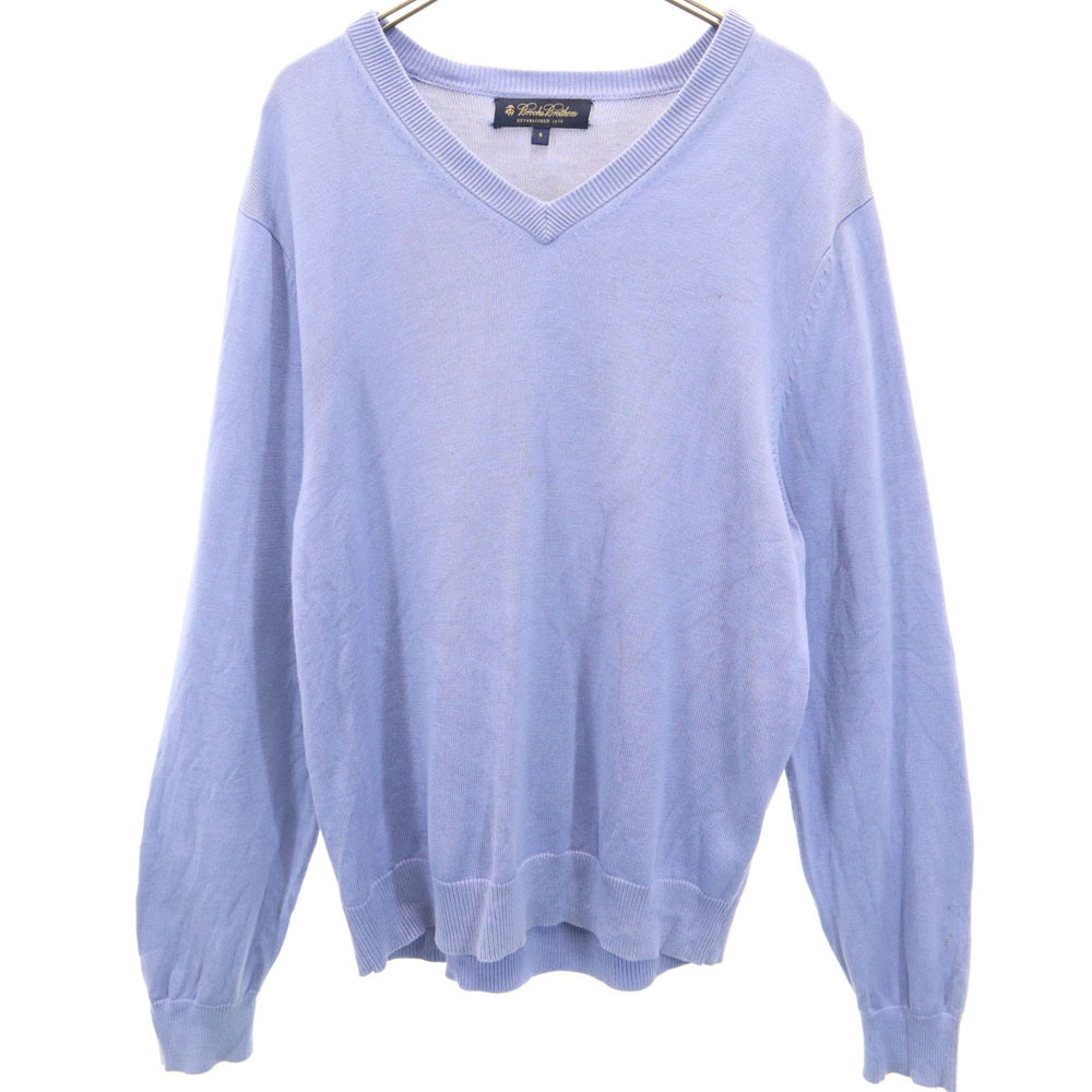 ブルックスブラザーズ シルクブレンド 長袖 Vネック セーター S ブルー系 Brooks Brothers ニット メンズ拍卖