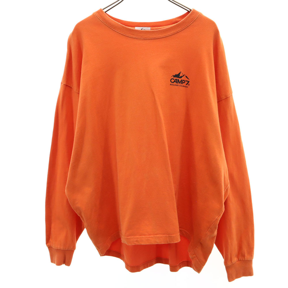 キャンプセブン バックプリント 長袖 Tシャツ M オレンジ系 CAMP7 ロンT アウトドア メンズ拍卖