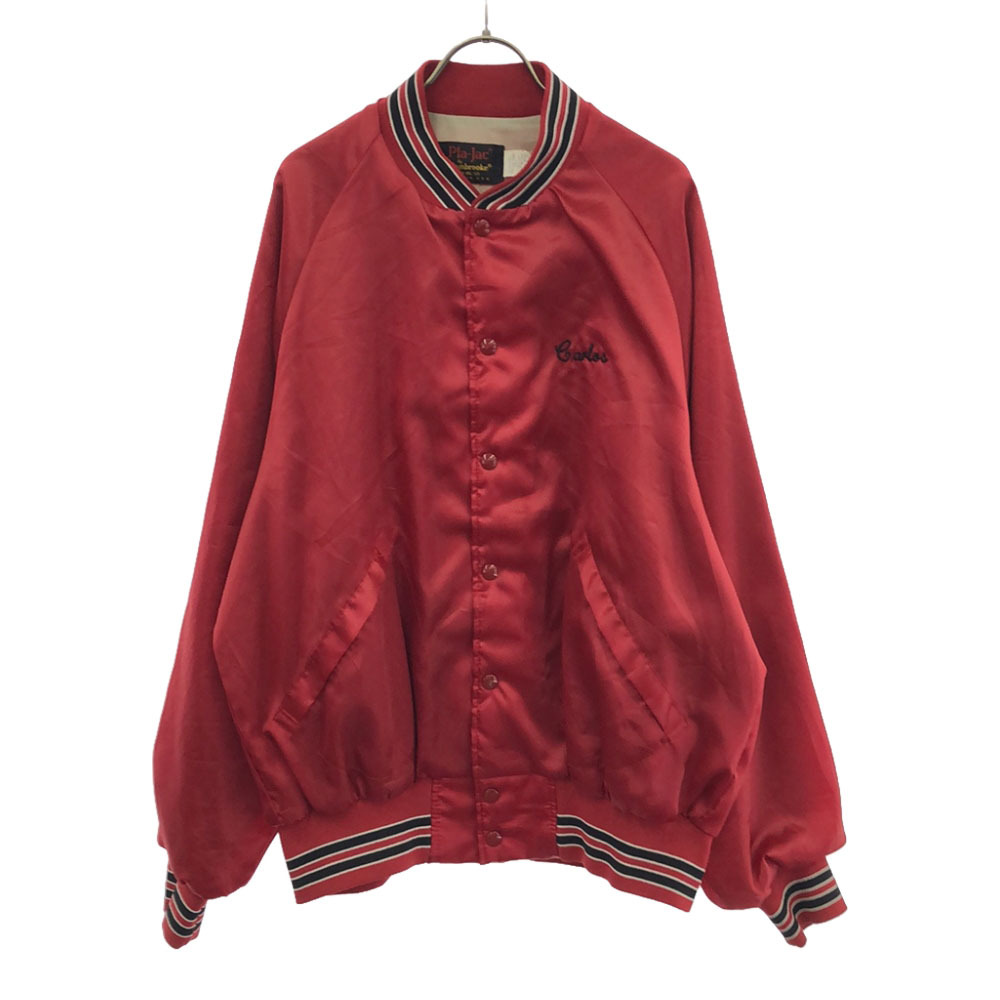 プラジャック 80s USA製 プリント スタジャン XL レッド Pla-Jac ナイロン オールド メンズ拍卖