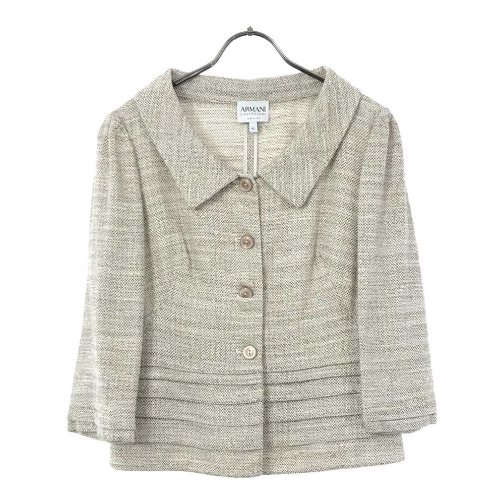 アルマーニ コレツィオーニ イタリア製 7分袖 ジャケット 42 ベージュ系 ARMANI COLLEZIONI レディース拍卖