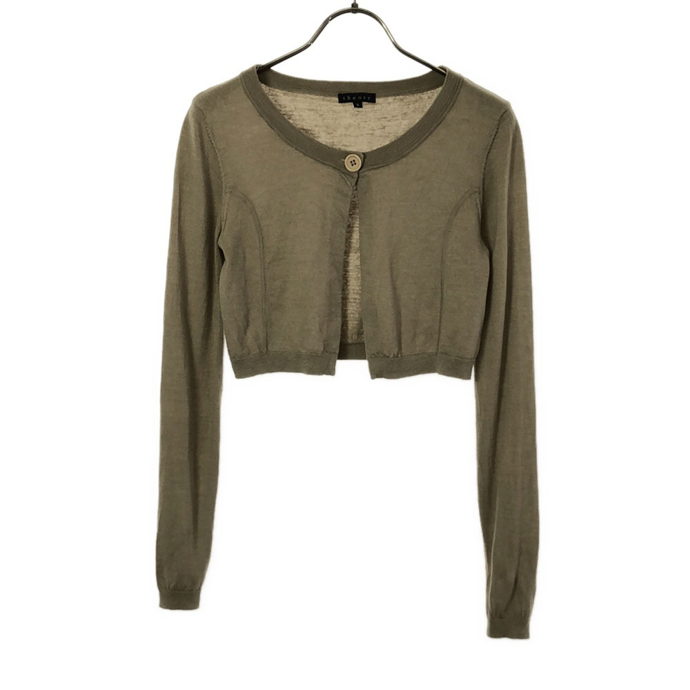 セオリー ウールブレンド 長袖 ショート丈 ニットカーディガン 2 ベージュ系 theory ボレロ レディース拍卖