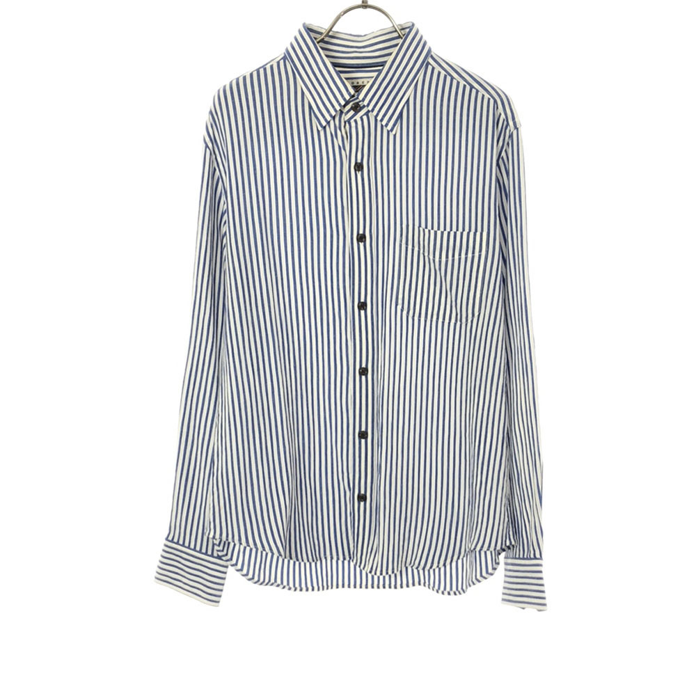 ジョセフアブード ストライプ 長袖 ボタンダウンシャツ L ホワイト×ネイビー JOSEPH ABBOUD メンズ拍卖