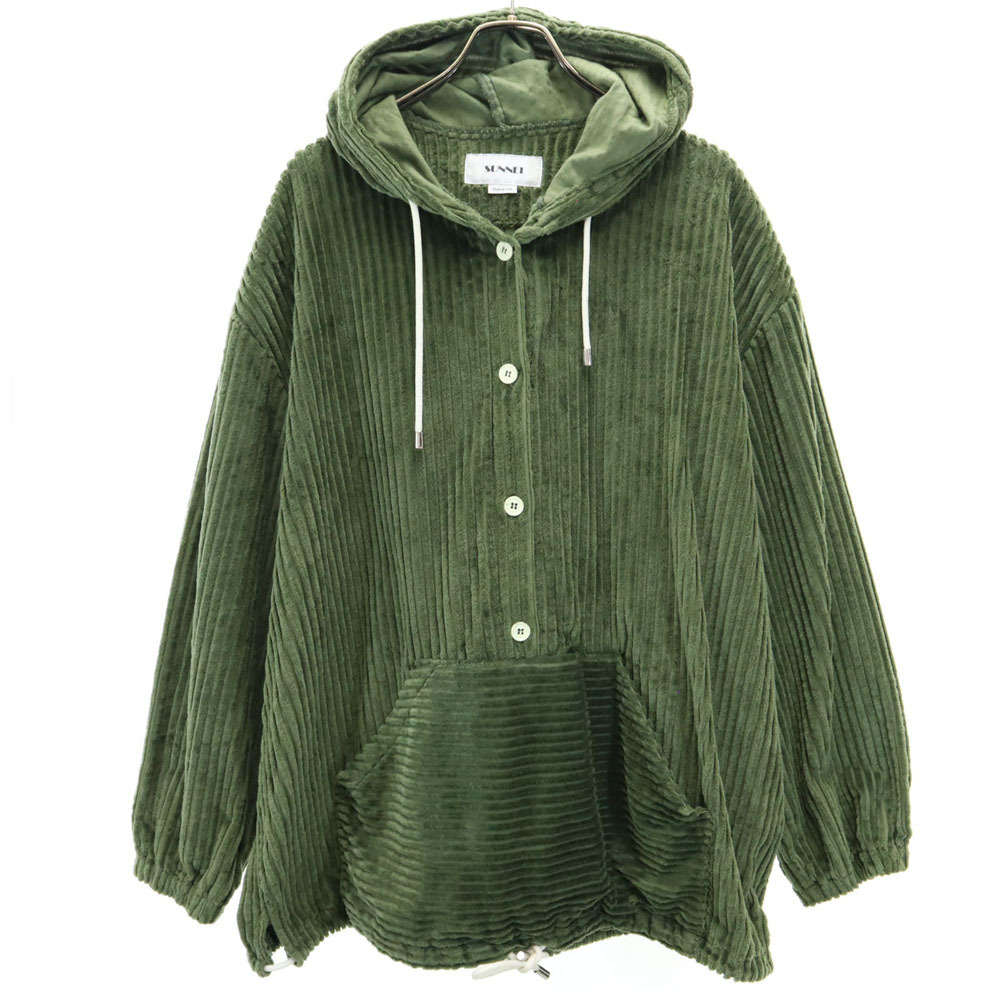 スンネイ イタリア製 長袖 太畝コーデュロイ パーカー M グリーン系 SUNNEI プルオーバー レディース拍卖