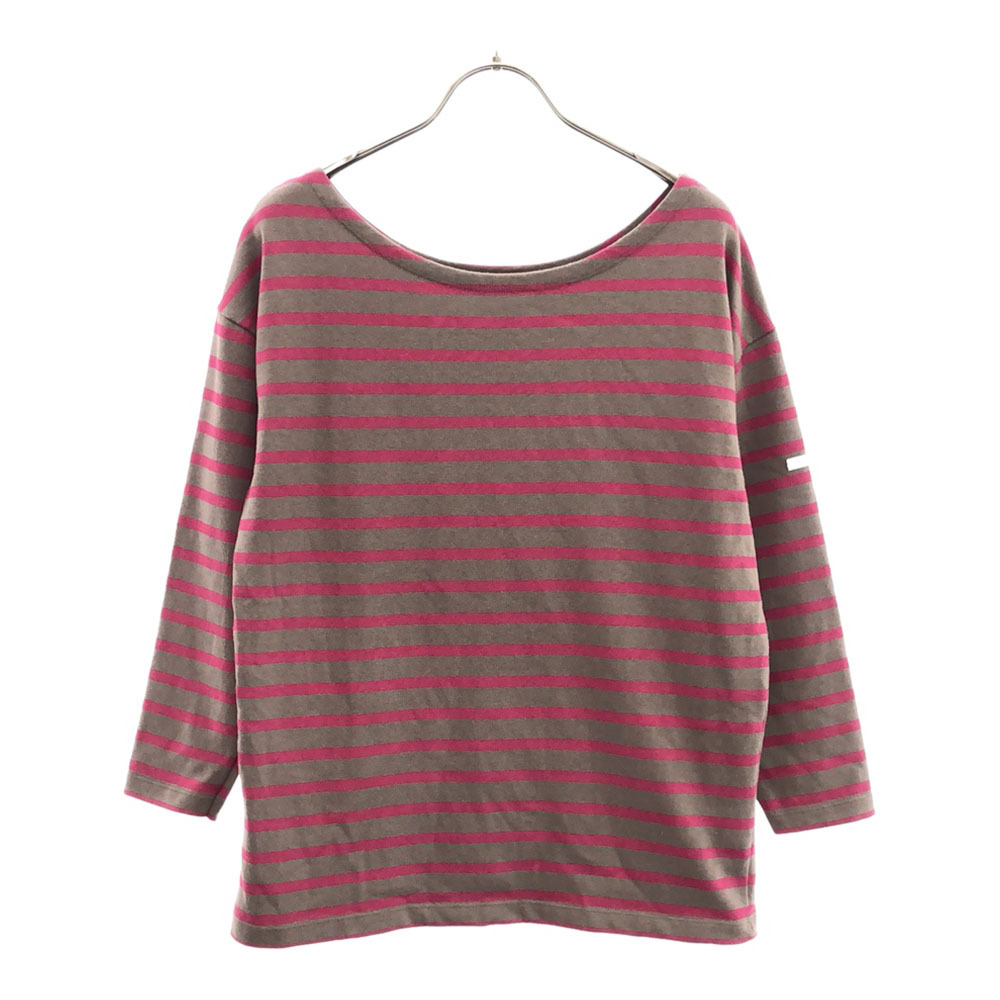 イエナ シャンテクレール フランス製 ボーダー 長袖 ビッグ カットソー ブラウン×ピンク IENA プルオーバー レディース拍卖