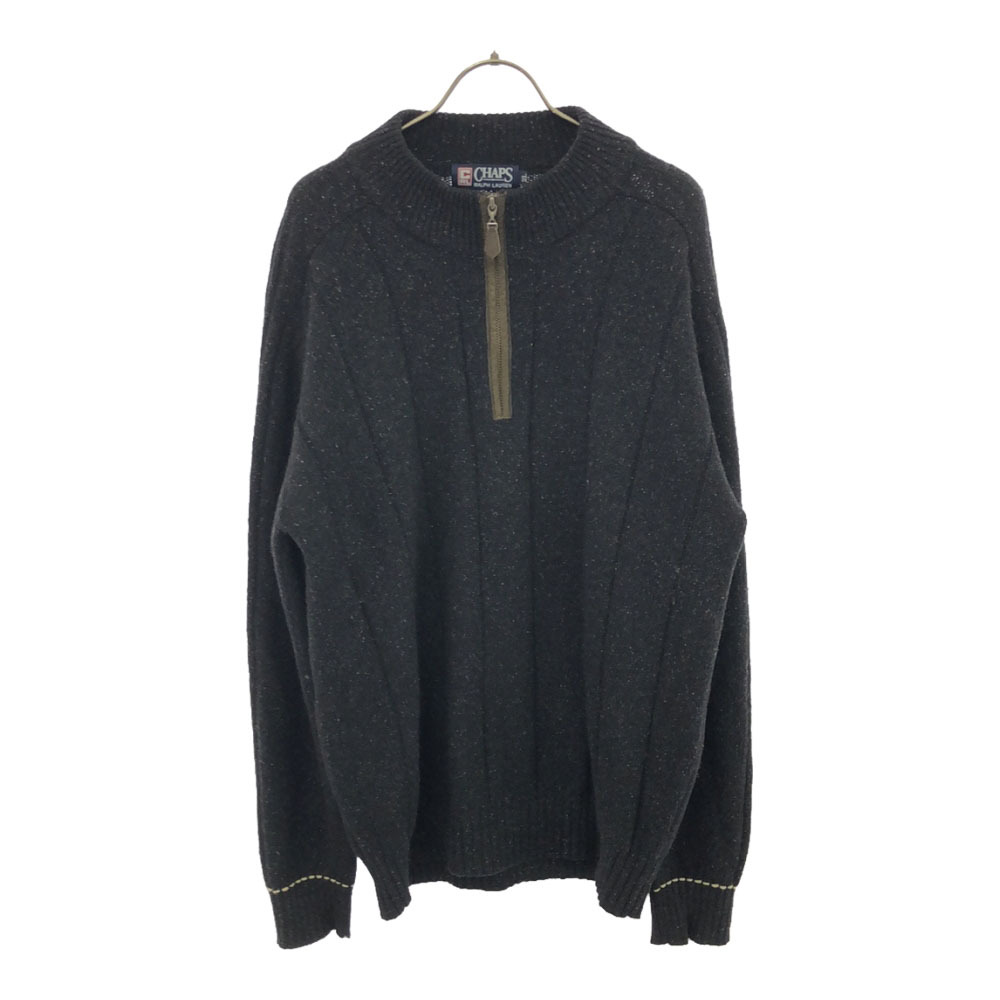 チャップスラルフローレン ウールブレンド 長袖 ハーフジップ セーター 2L ブラック CHAPS RALPH LAUREN ニット メンズ拍卖