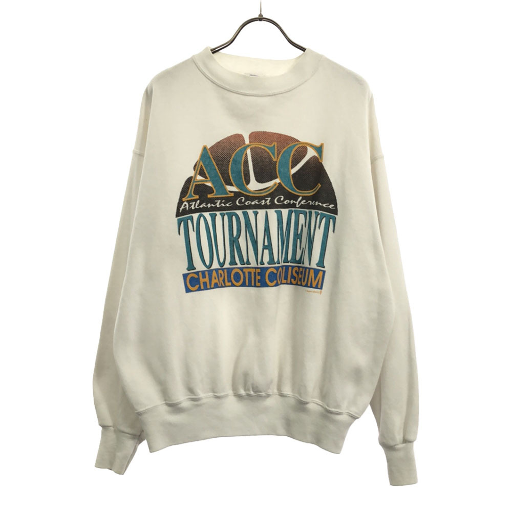 ウルトラスウェット 90s USA製 プリント 長袖 スウェット トレーナー L ホワイト系 ULTRA SWEATS オールド メンズ拍卖