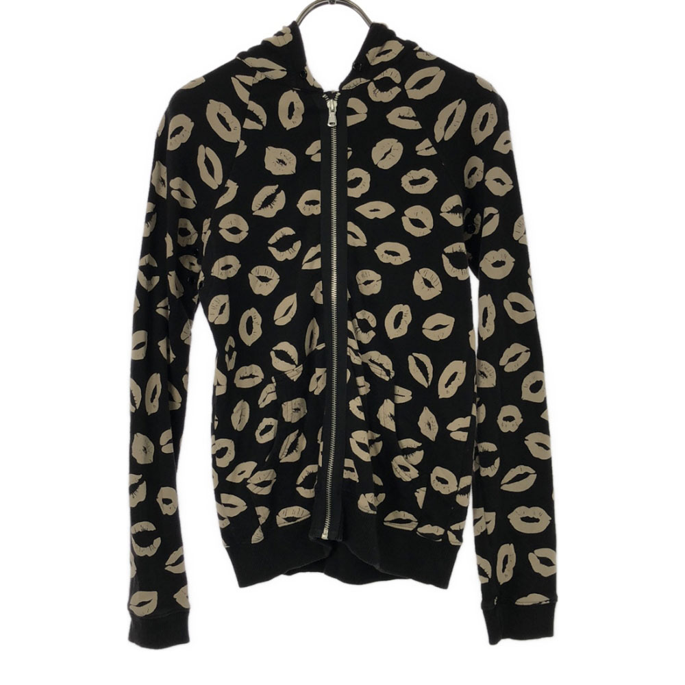 マークバイマークジェイコブス 総柄 長袖 スウェット ジップパーカー XS ブラック MARC BY MARC JACOBS レディース拍卖