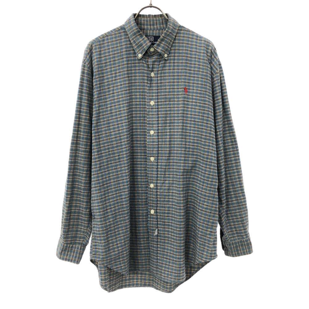 ポロバイラルフローレン チェック 長袖 ボタンダウンシャツ 20 ブルー系 Polo by Ralph Lauren コットンシャツ キッズ拍卖