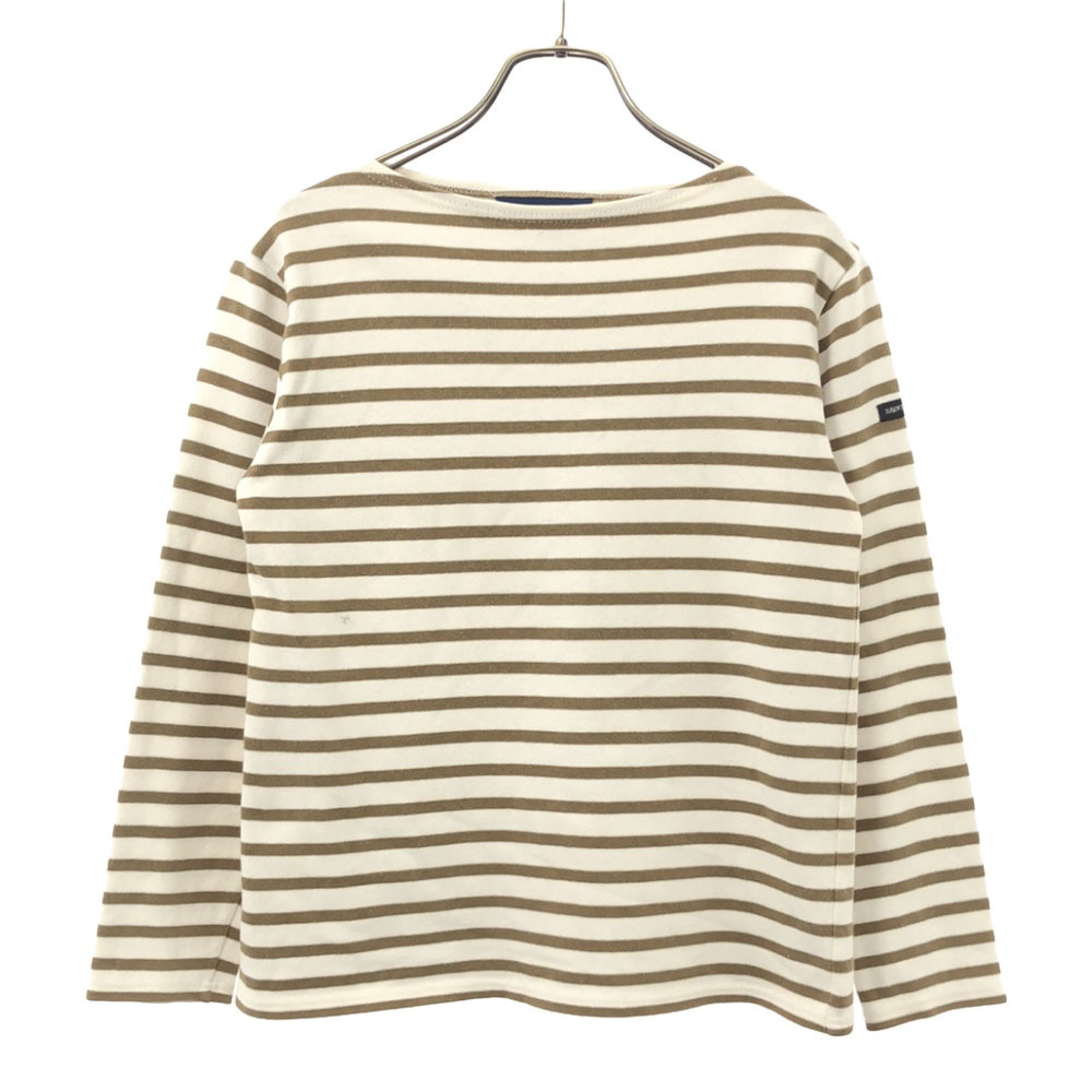 セントジェームス フランス製 ボーダー柄 長袖 バスクシャツ XXS ホワイト×ブラウン SAINT JAMES ロンT レディース拍卖