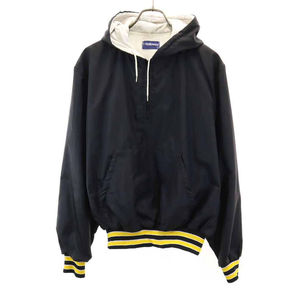 ホロウェイ 80s USA製 長袖 アノラックパーカー M ブラック Holloway プルオーバー オールド ヴィンテージ メンズ拍卖