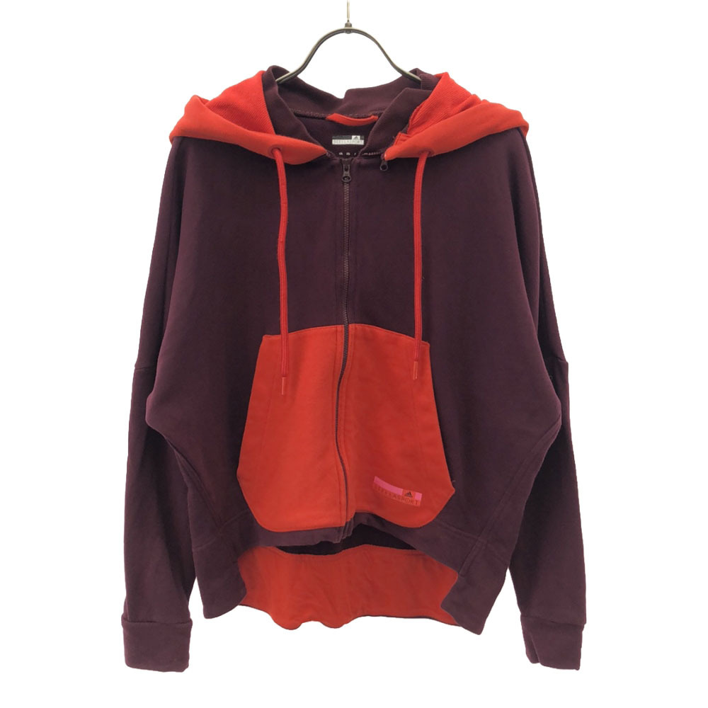 アディダス STELLASPORT 配色 長袖 スウェット ジップパーカー M レッド×パープル adidas レディース拍卖
