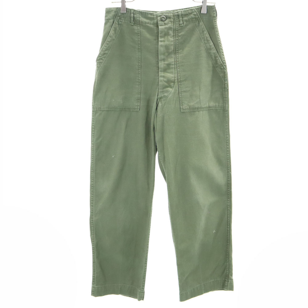 アメリカ軍 70s DSA コットンサテン ヴィンテージ ベイカー パンツ W30 カーキ US ARMY ミリタリー ボタンフライ メンズ拍卖