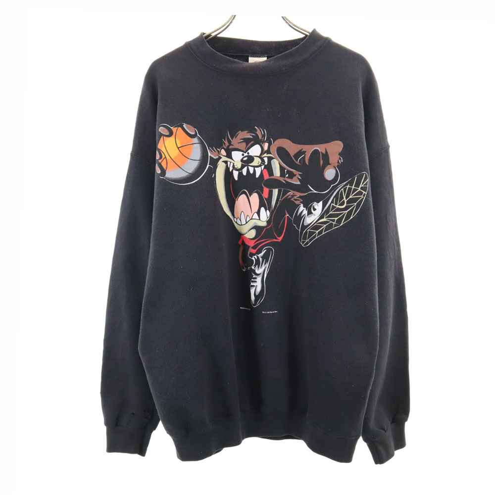 ワーナーブロス 90s USA製 オールド タズマニアンデビル 長袖 スウェット トレーナー L Warner Bros 裏起毛 ワーナーブラザーズ メンズ拍卖