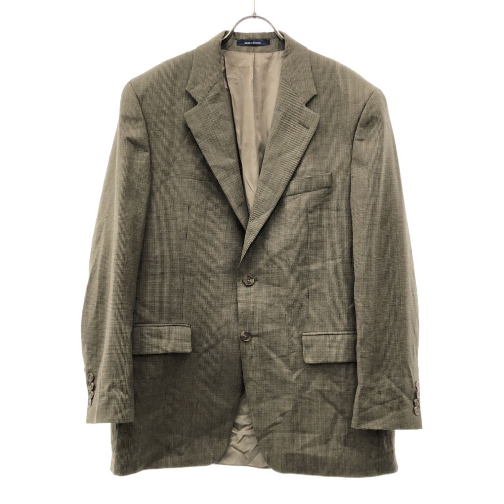 チャップスラルフローレン 90s カナダ製 ウール オールド チェック柄 テーラードジャケット ブラウン系 CHAPS RALPH LAUREN メンズ拍卖