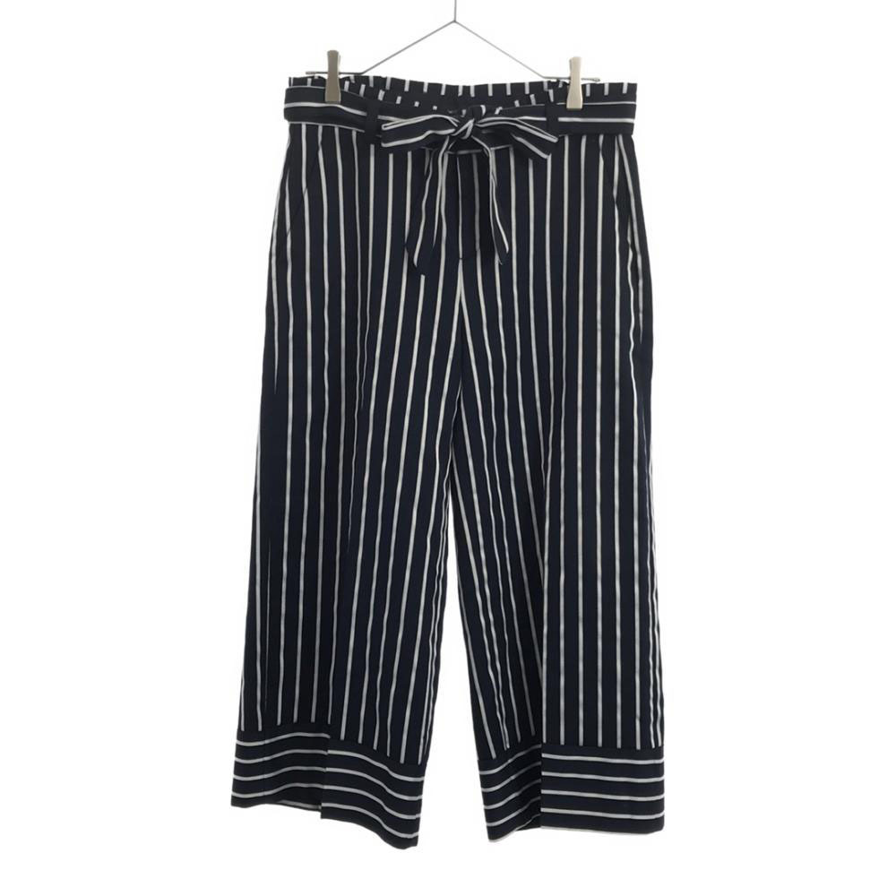 バナナリパブリック ストライプ ワイドパンツ 6 ネイビー×ホワイト Banana Republic レディース拍卖