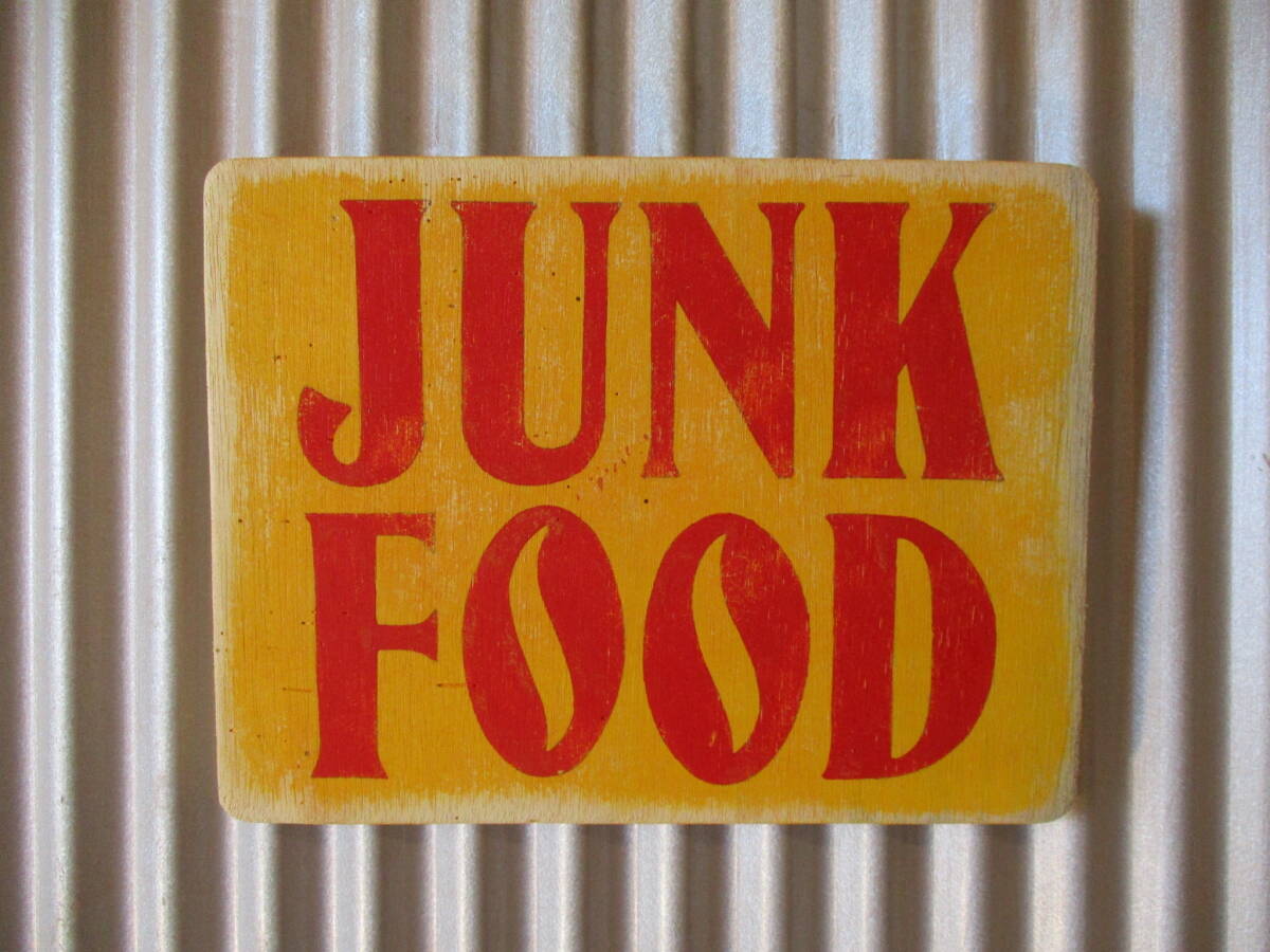 インテリア木製看板 JUNK FOOD検)シャビーアンティークショップカフェレストランバーハンバーガーファストフード7upPEPSIUSA50s60s拍卖