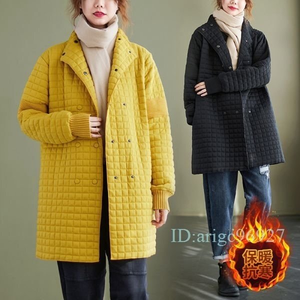 I812★フリーサイズ 秋冬 ゆったり 20304050代中綿入り 大きいサイズ コート中綿アウター おしゃれ 暖かい 防寒 ★黄拍卖