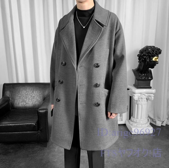 V289☆新品秋冬チェスターコートメンズ ラシャコート ミドル丈 無地メルトンコート テーラードジャケット 秋冬 防寒 保温S~5XL拍卖