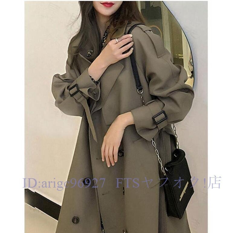 A7339★新品レディースコート スプリングコート 春秋 ジャケット アウター ロング トレンチコート スプリングコート春コート 3色選択可拍卖